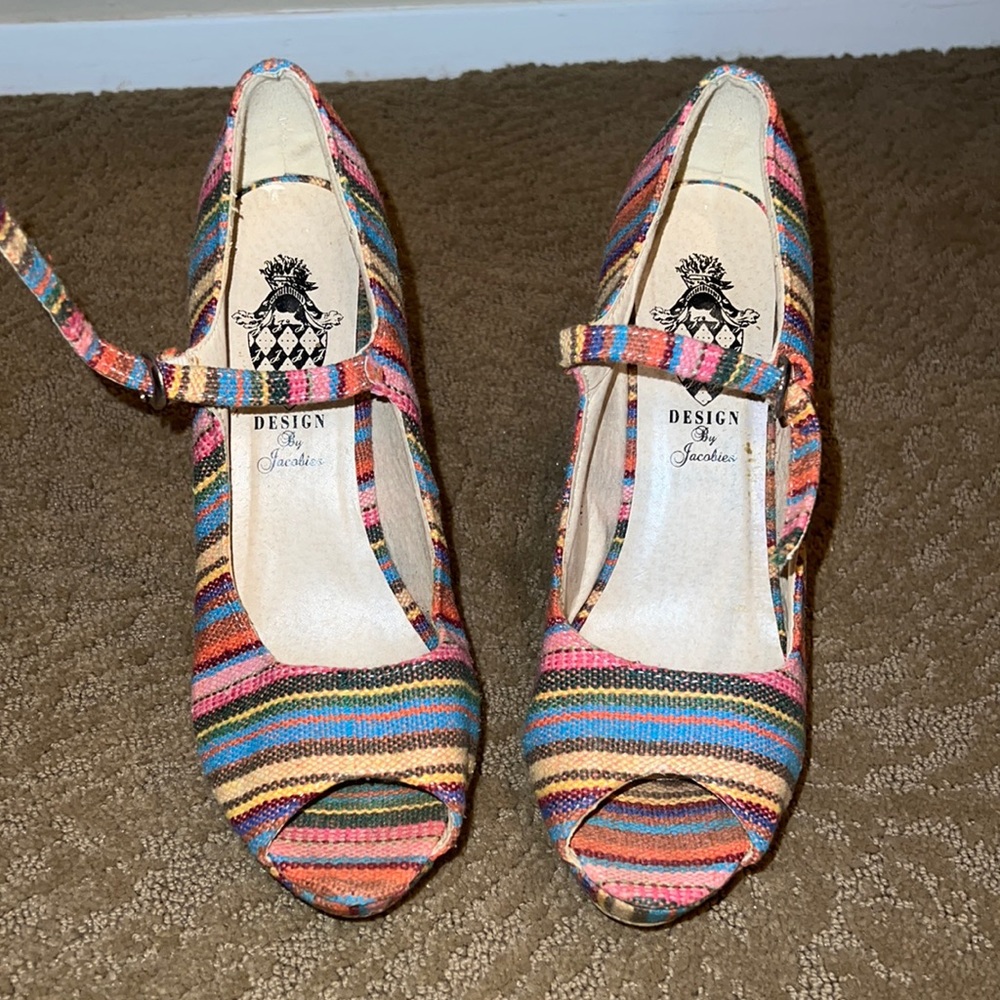 Colorful Opened Toe Heels Size 8
